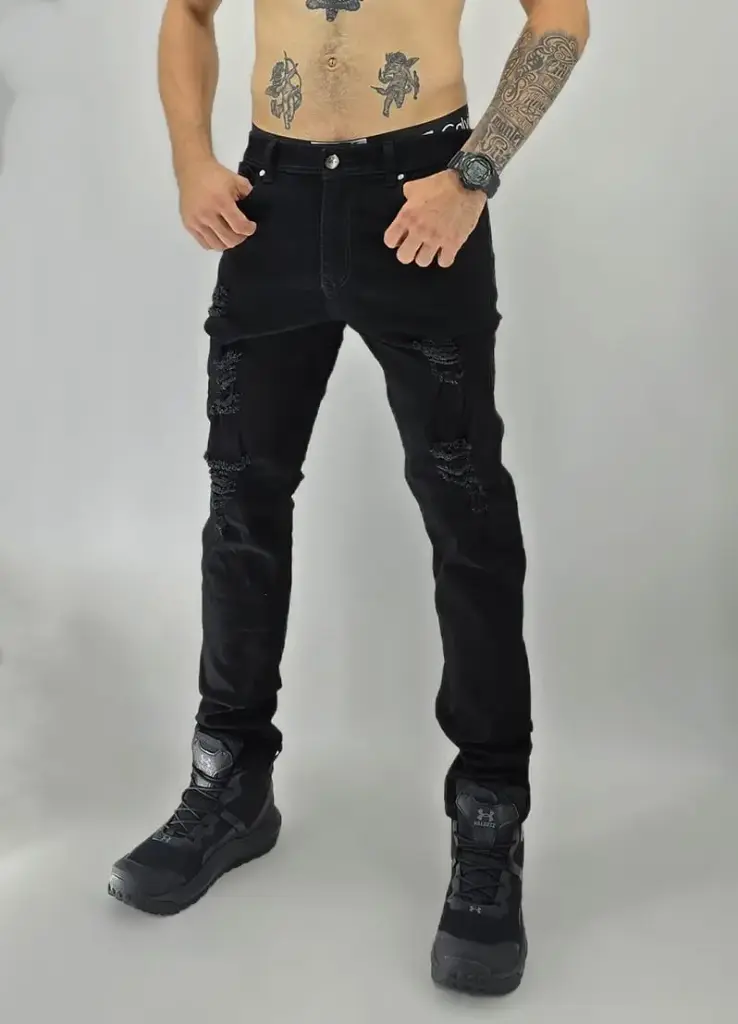 Jean hombre crixler negro rotos 4472