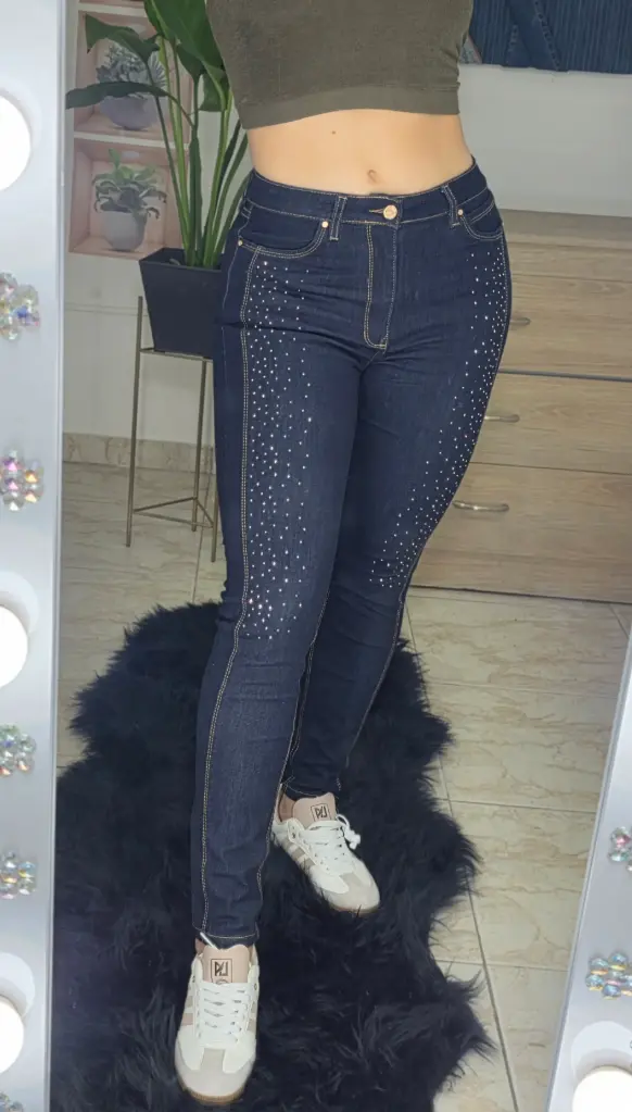 Jean mujer piedra lateral 4548